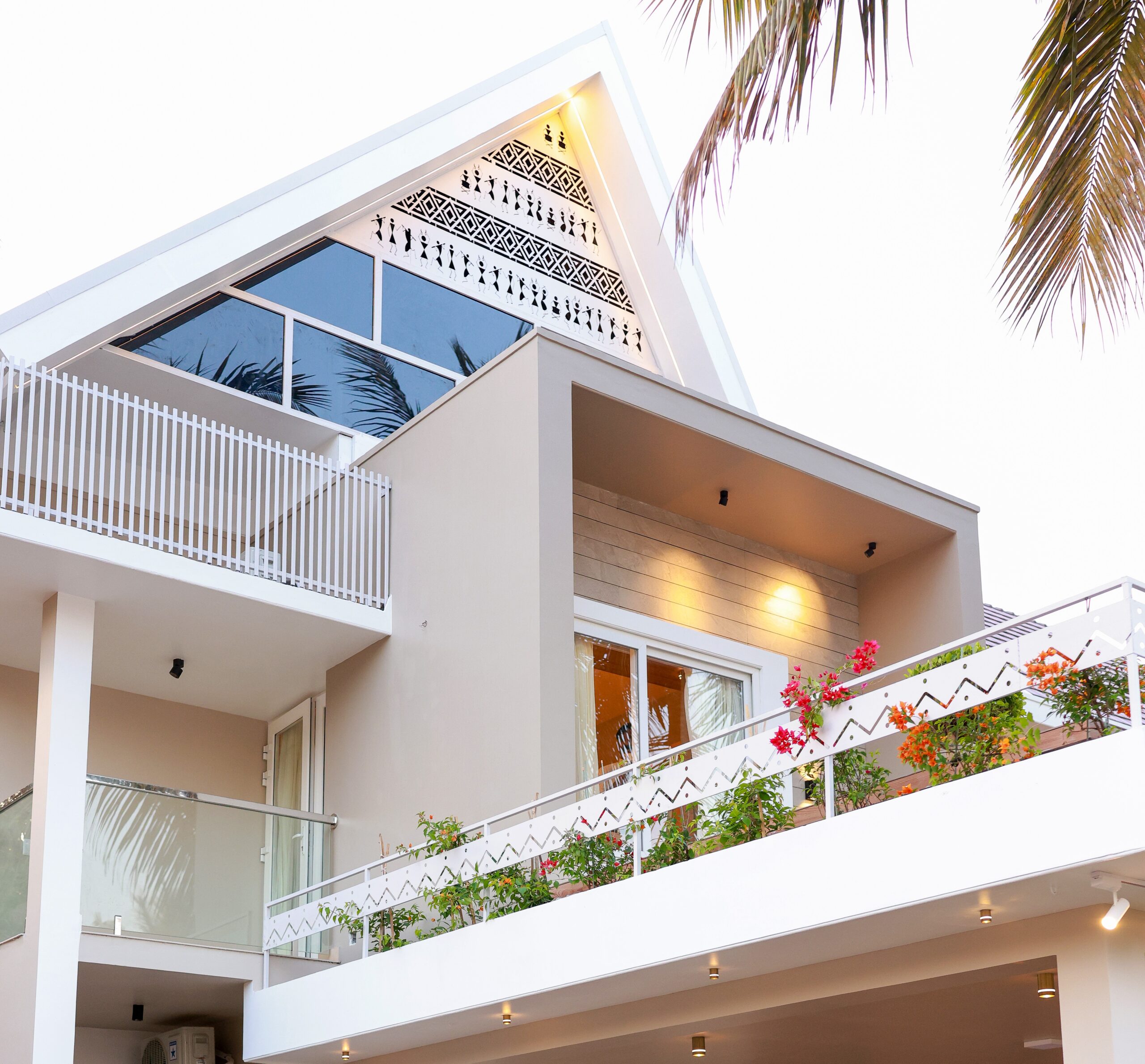 Modern residential home exterior designed by Aakrithi Architecture & Designs for Olympian Sreesankar Murali